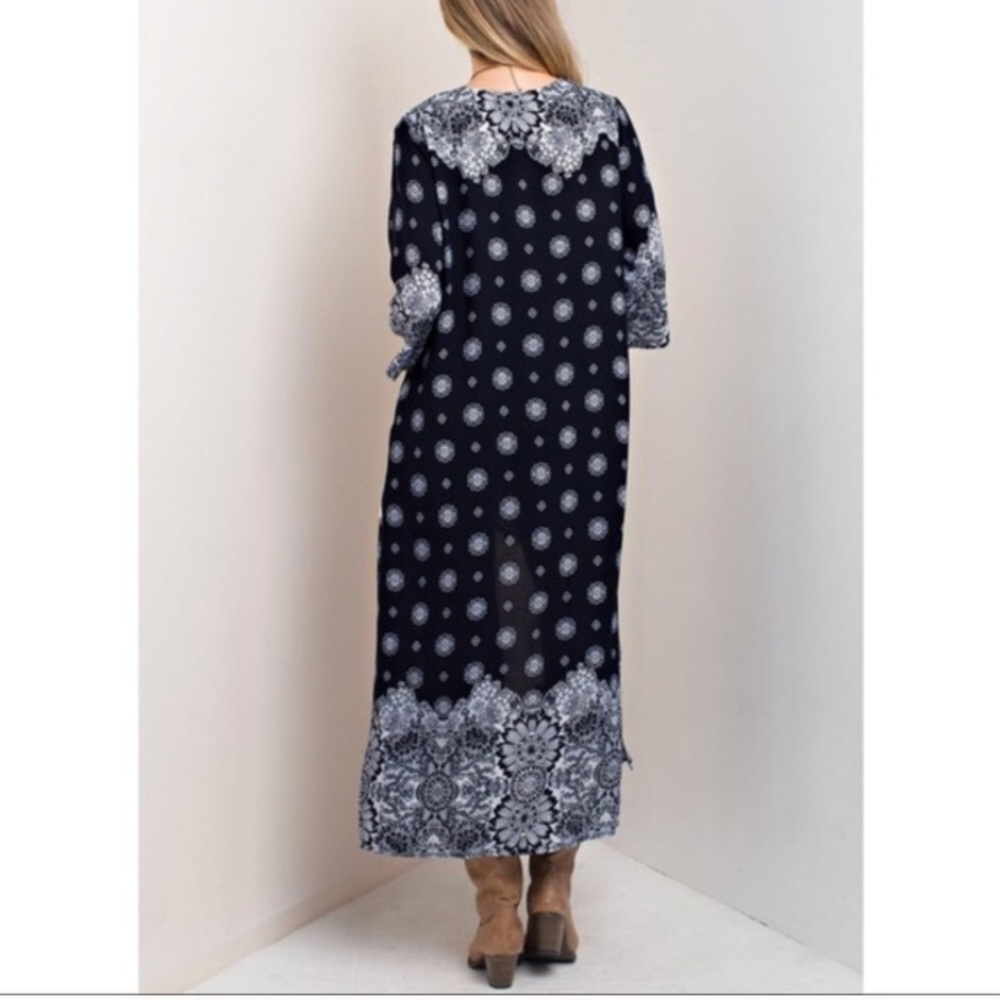 Navy Duster Maxi Cardigan Kimono - Picture 7 of 8